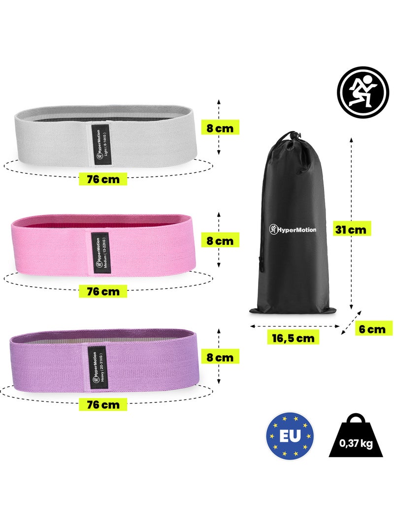 Bandas de resistencia de tela hypermotion para glúteos y piernas – 3 niveles Rosa - Kiabi