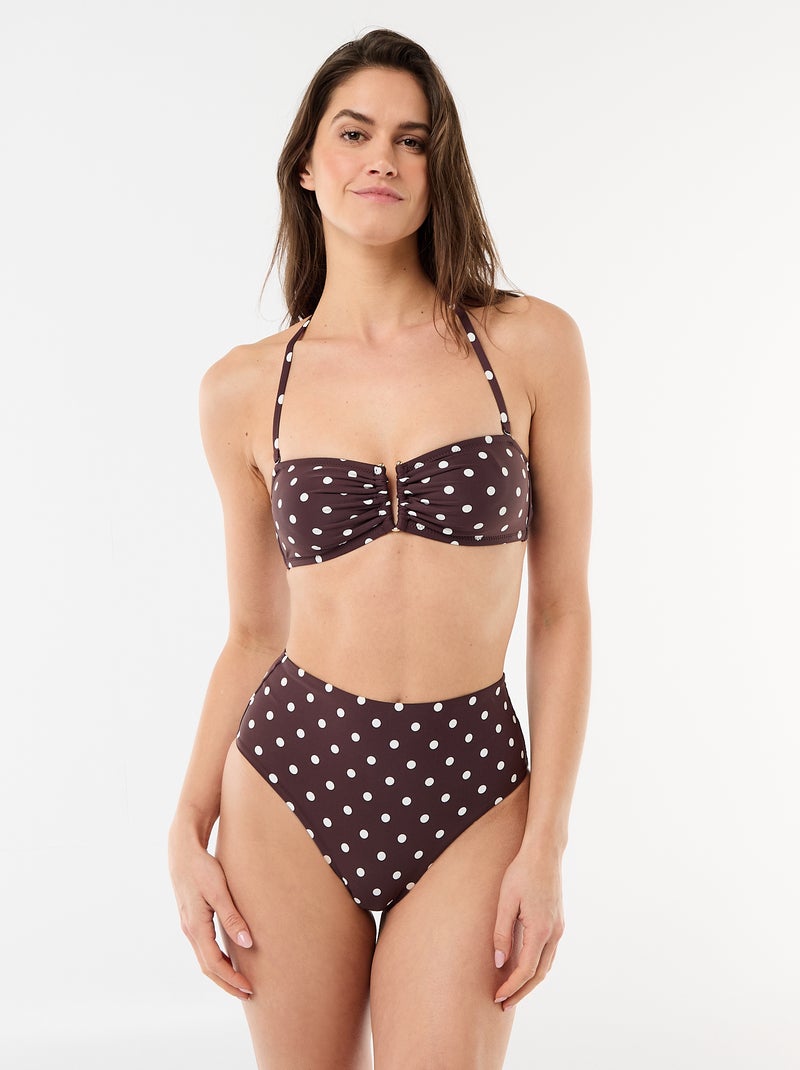 Bandeau de baño con estampado de lunares Marrón oscuro - Kiabi