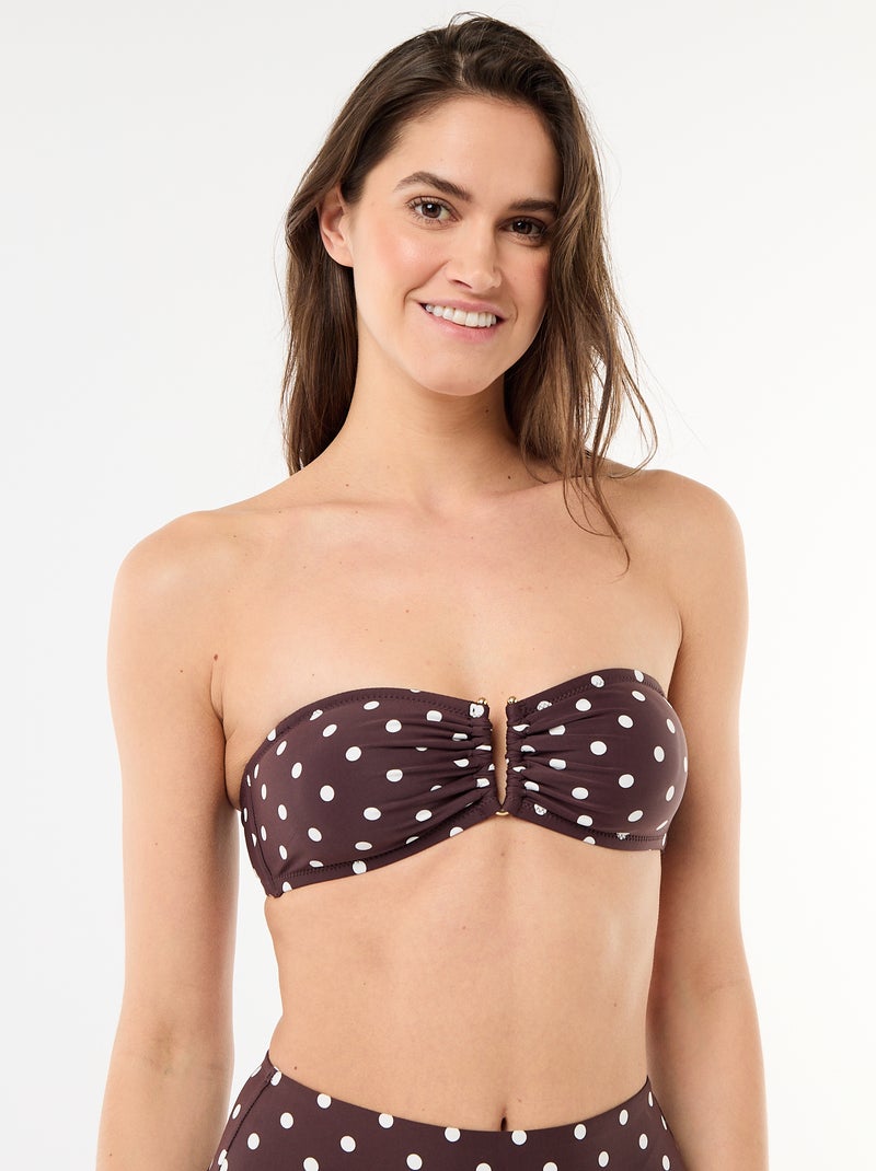 Bandeau de baño con estampado de lunares Marrón oscuro - Kiabi