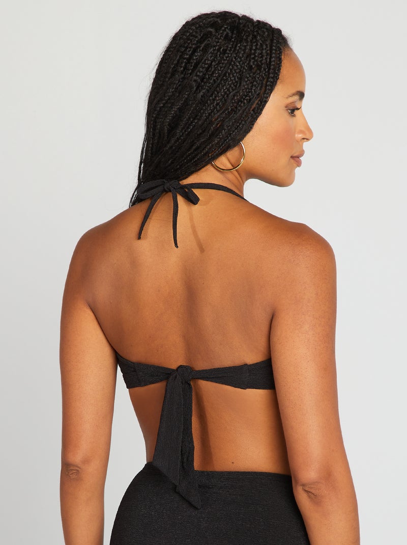 Bandeau de bikini con pedrería entre las copas negro - Kiabi