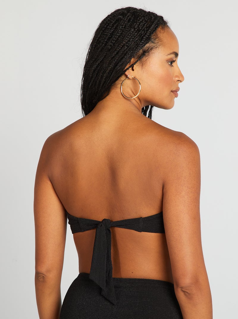 Bandeau de bikini con pedrería entre las copas negro - Kiabi