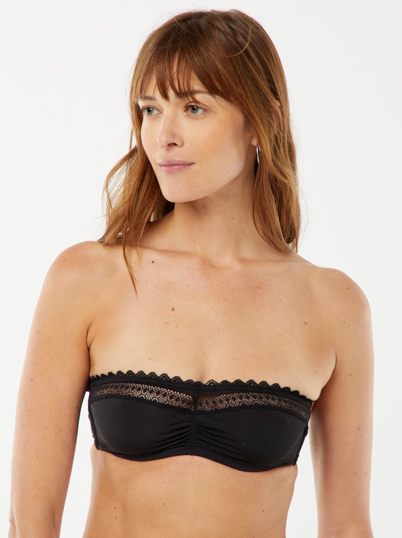 Bandeau de microfibra con encaje negro - Kiabi