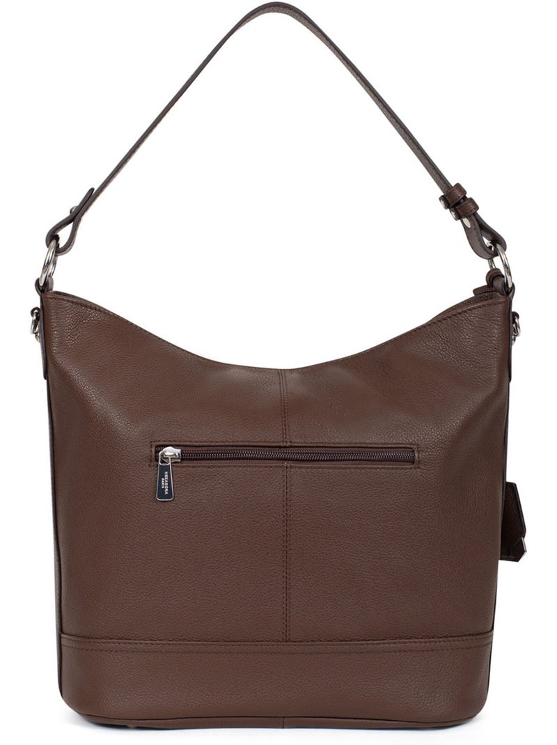 Bandolera - a4 - cuero confort hexagona Marrón chocolate - Kiabi