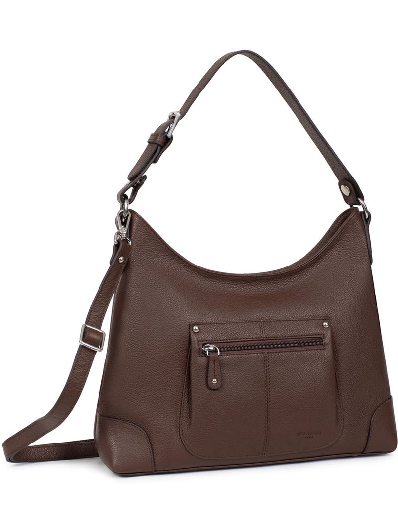 Bandolera - cuero confort hexagona Marrón chocolate - Kiabi
