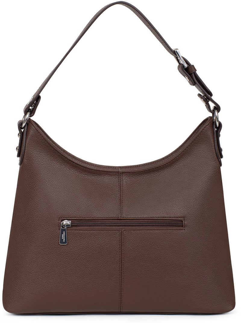 Bandolera - cuero confort hexagona Marrón chocolate - Kiabi