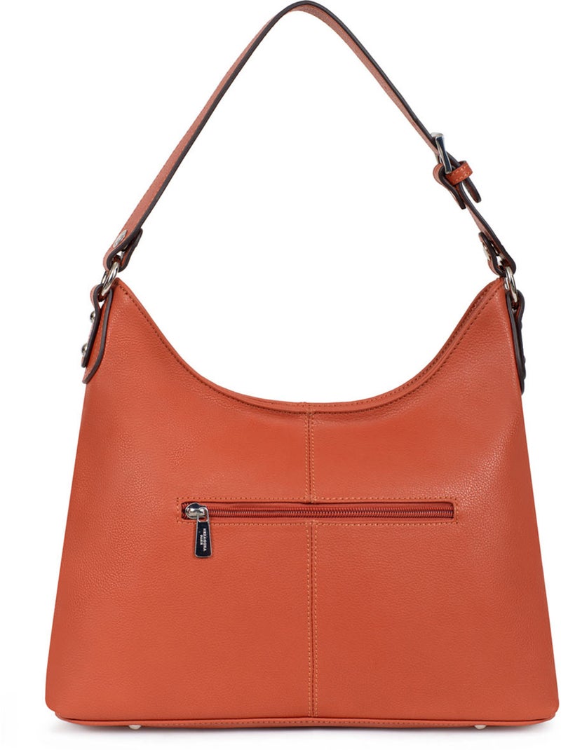 Bandolera - cuero confort hexagona Naranja - Kiabi
