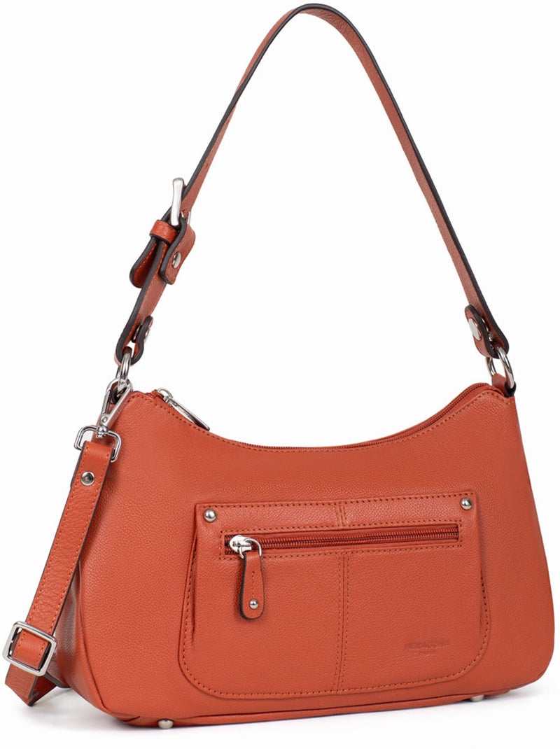 Bandolera - cuero confort hexagona Naranja - Kiabi