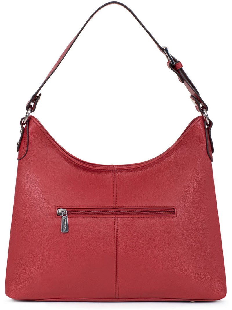 Bandolera - cuero confort hexagona Rojo oscuro - Kiabi