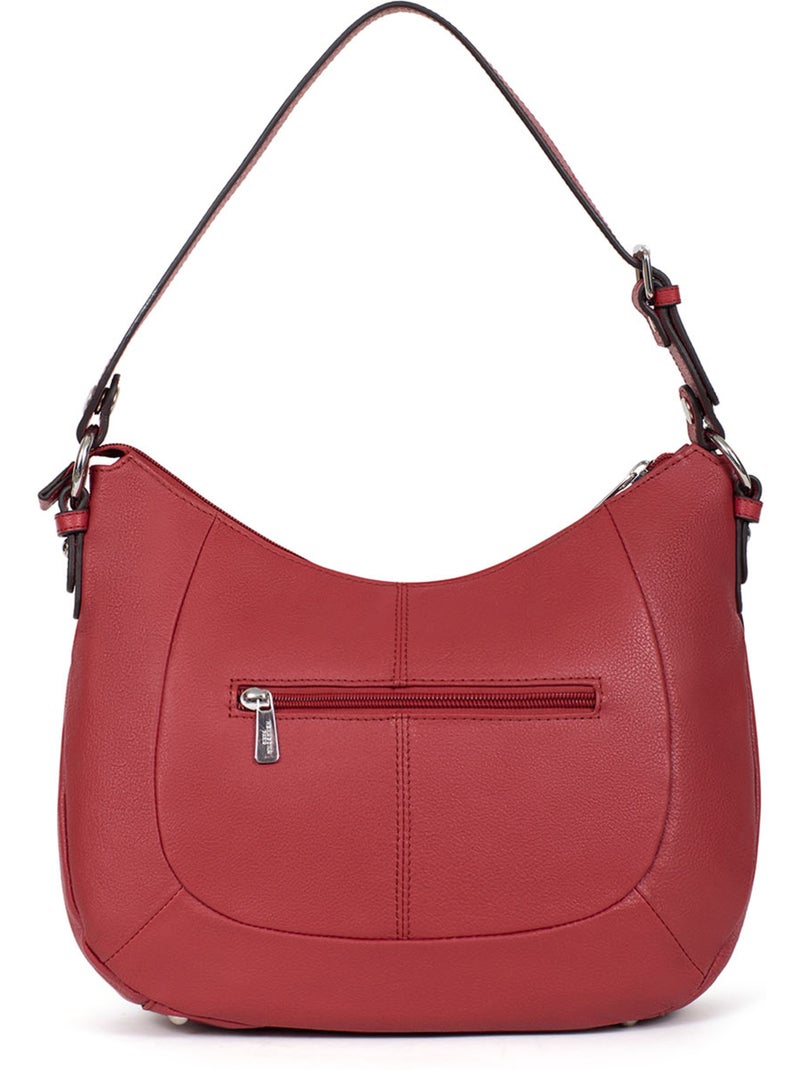 Bandolera - cuero confort hexagona Rojo oscuro - Kiabi