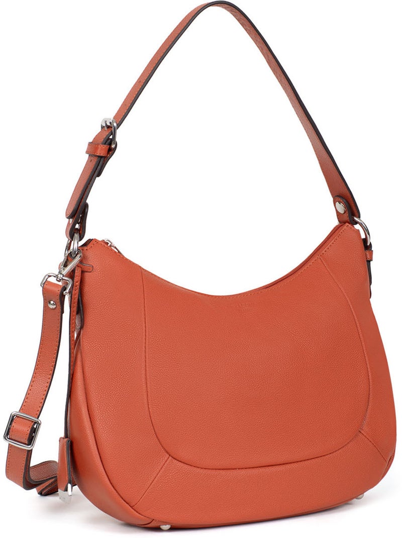 Bandolera - Cuero CONFORT Naranja - Kiabi