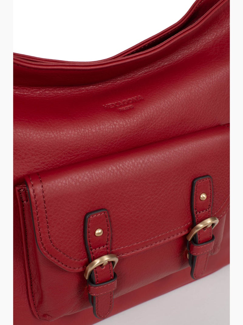 Bandolera - cuero de vaca taima hexagona Rojo oscuro - Kiabi