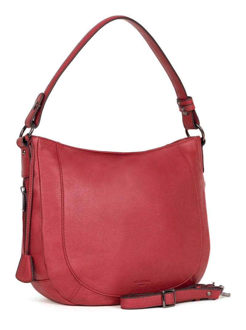Bandolera - cuero sauvage hexagona Rojo carmín - Kiabi