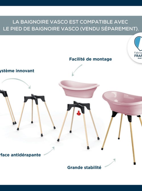 Bañera para bebé Thermobaby VASCO, forma de palangana, rosa empolvado con tapón - Kiabi Bañera para bebé Thermobaby VASCO, forma de palangana, rosa empolvado con tapón - Kiabi