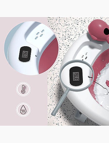 Bañera plegable bebé con termómetro lcd, soporte alto y reductor