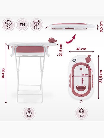 Bañera plegable bebé con termómetro lcd, soporte alto y reductor