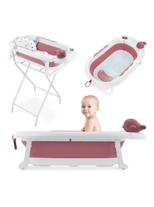Bañera plegable bebé con termómetro lcd, soporte alto y reductor - Kiabi