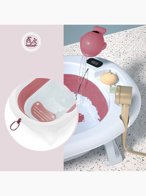 Bañera plegable bebé con termómetro lcd, soporte alto y reductor - Kiabi