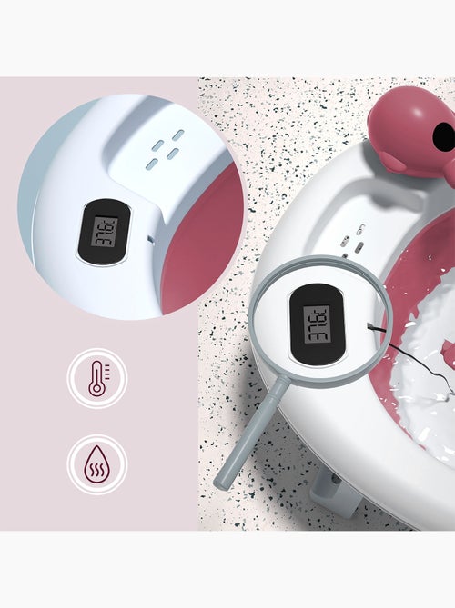 Bañera plegable bebé con termómetro lcd, soporte alto y reductor - Kiabi