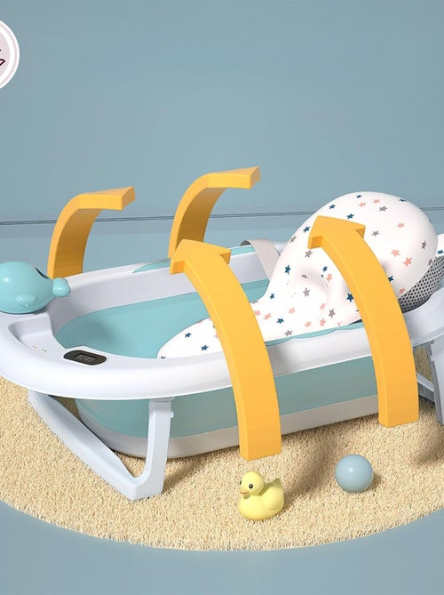 Bañera plegable para bebé con termómetro y soporte - desde 0+ años - Kiabi Bañera plegable para bebé con termómetro y soporte - desde 0+ años - Kiabi