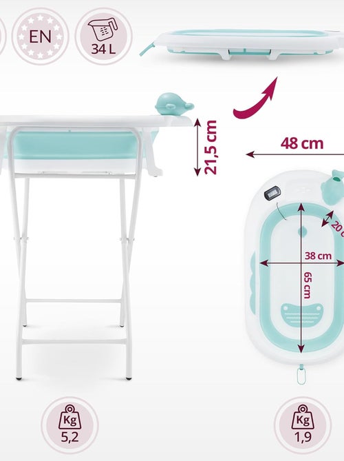Bañera plegable para bebé con termómetro y soporte - desde 0+ años - Kiabi Bañera plegable para bebé con termómetro y soporte - desde 0+ años - Kiabi