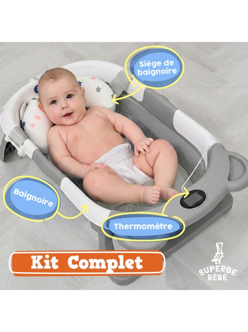Bañera plegable para bebés - Termómetro y cojín incluidos - BEAR | SUPERBE BEBE - Kiabi
