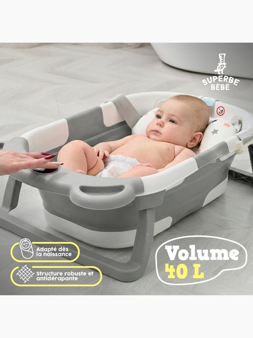 Bañera plegable para bebés - Termómetro y cojín incluidos - BEAR | SUPERBE BEBE - Kiabi