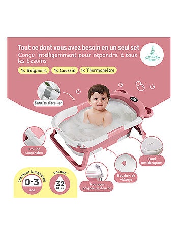 Bañera plegable para bebés - Termómetro y cojín incluidos - BEAR | SUPERBE BEBE