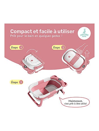 Bañera plegable para bebés - Termómetro y cojín incluidos - BEAR | SUPERBE BEBE