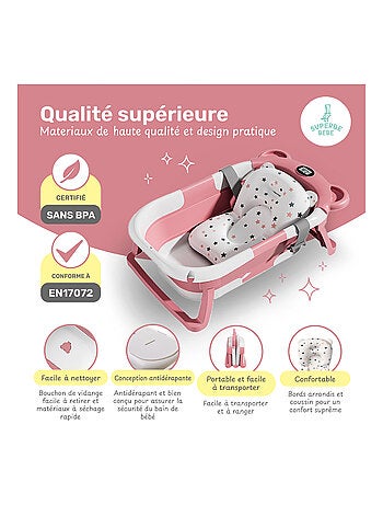 Bañera plegable para bebés - Termómetro y cojín incluidos - BEAR | SUPERBE BEBE