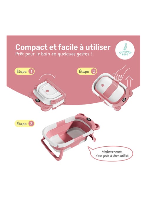 Bañera plegable para bebés - Termómetro y cojín incluidos - BEAR | SUPERBE BEBE - Kiabi