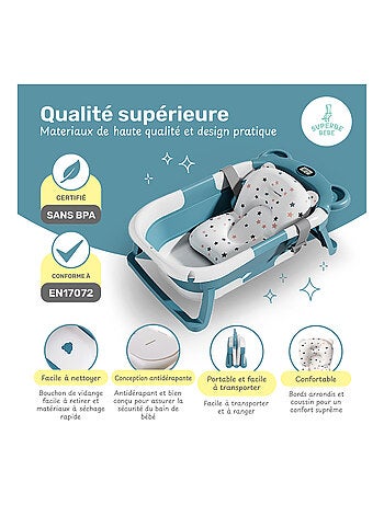 Bañera plegable para bebés - Termómetro y cojín incluidos - BEAR | SUPERBE BEBE
