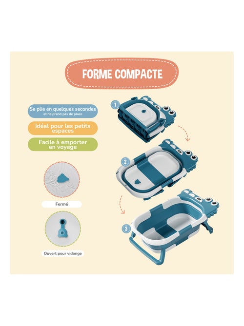 Bañera plegable para bebés - Termómetro y cojín incluidos - DINO | SUPERBE BEBE - Kiabi