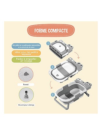 Bañera plegable para bebés - Termómetro y cojín incluidos - DINO | SUPERBE BEBE