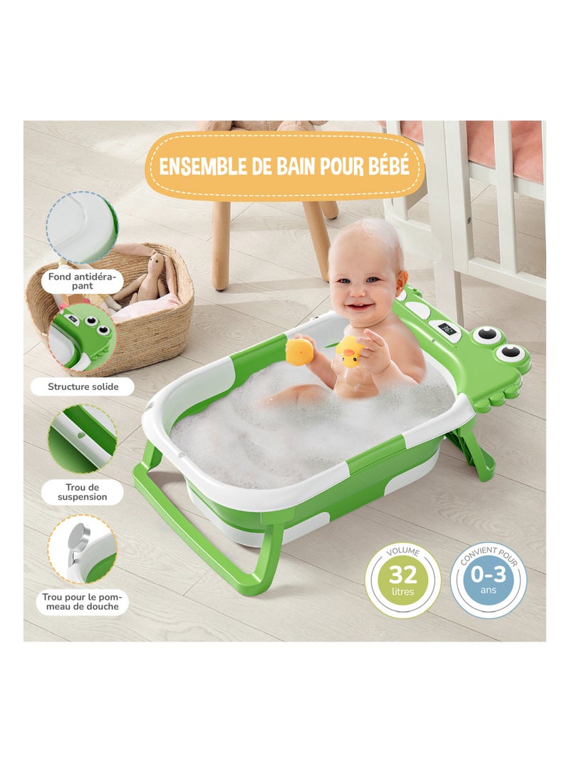 Bañera plegable para bebés - Termómetro y cojín incluidos - DINO | SUPERBE BEBE Verde claro - Kiabi