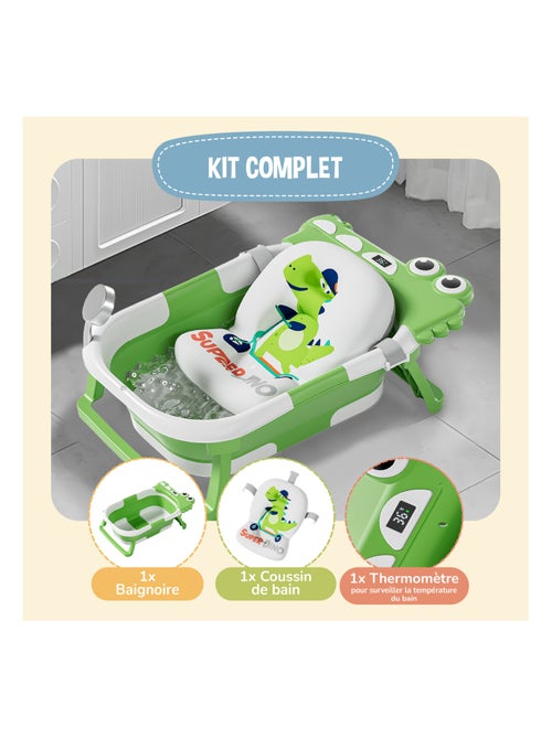 Bañera plegable para bebés - Termómetro y cojín incluidos - DINO | SUPERBE BEBE - Kiabi