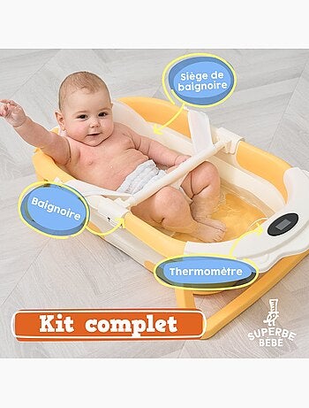 Bañera plegable para bebés - Termómetro y cojín incluidos - LION | SUPERBE BEBE