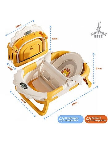 Bañera plegable para bebés - Termómetro y cojín incluidos - LION | SUPERBE BEBE