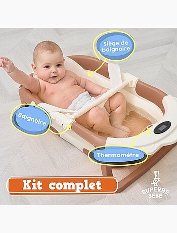 Bañera plegable para bebés - Termómetro y cojín incluidos - LION | SUPERBE BEBE