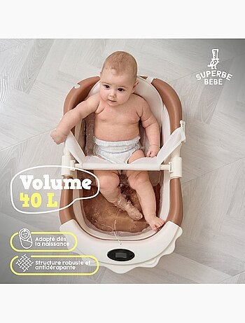 Bañera plegable para bebés - Termómetro y cojín incluidos - LION | SUPERBE BEBE
