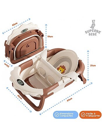 Bañera plegable para bebés - Termómetro y cojín incluidos - LION | SUPERBE BEBE
