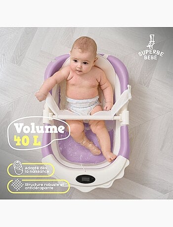 Bañera plegable para bebés - Termómetro y cojín incluidos - LION | SUPERBE BEBE
