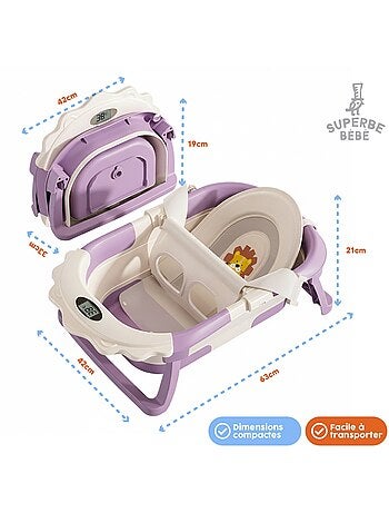 Bañera plegable para bebés - Termómetro y cojín incluidos - LION | SUPERBE BEBE