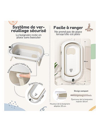 Bañera plegable para bebés - Termómetro y cojín incluidos | SUPERBE BEBE