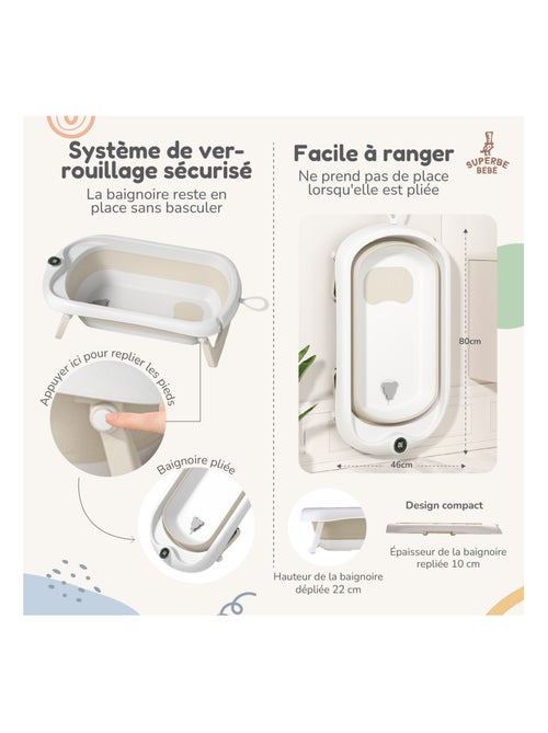 Bañera plegable para bebés - Termómetro y cojín incluidos | SUPERBE BEBE - Kiabi Bañera plegable para bebés - Termómetro y cojín incluidos | SUPERBE BEBE - Kiabi