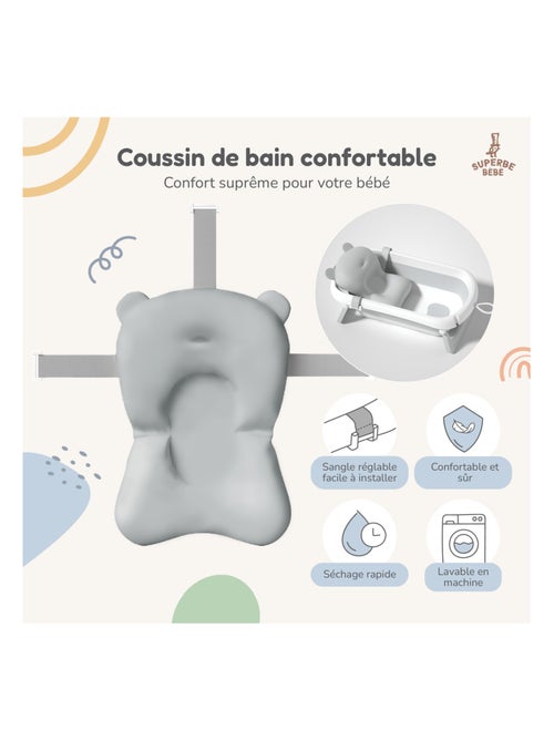 Bañera plegable para bebés - Termómetro y cojín incluidos | SUPERBE BEBE - Kiabi