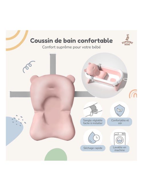 Bañera plegable para bebés - Termómetro y cojín incluidos | SUPERBE BEBE - Kiabi