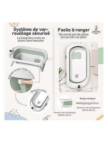 Bañera plegable para bebés - Termómetro y cojín incluidos | SUPERBE BEBE