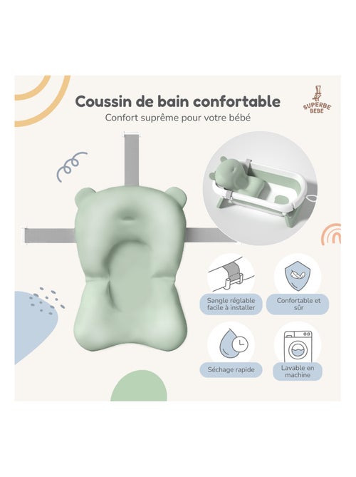 Bañera plegable para bebés - Termómetro y cojín incluidos | SUPERBE BEBE - Kiabi