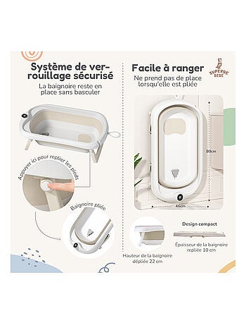 Bañera plegable para bebés - Termómetro y hamaca incluidos | SUPERBE BEBE
