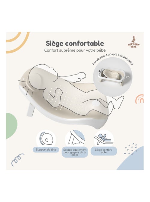 Bañera plegable para bebés - Termómetro y hamaca incluidos | SUPERBE BEBE - Kiabi